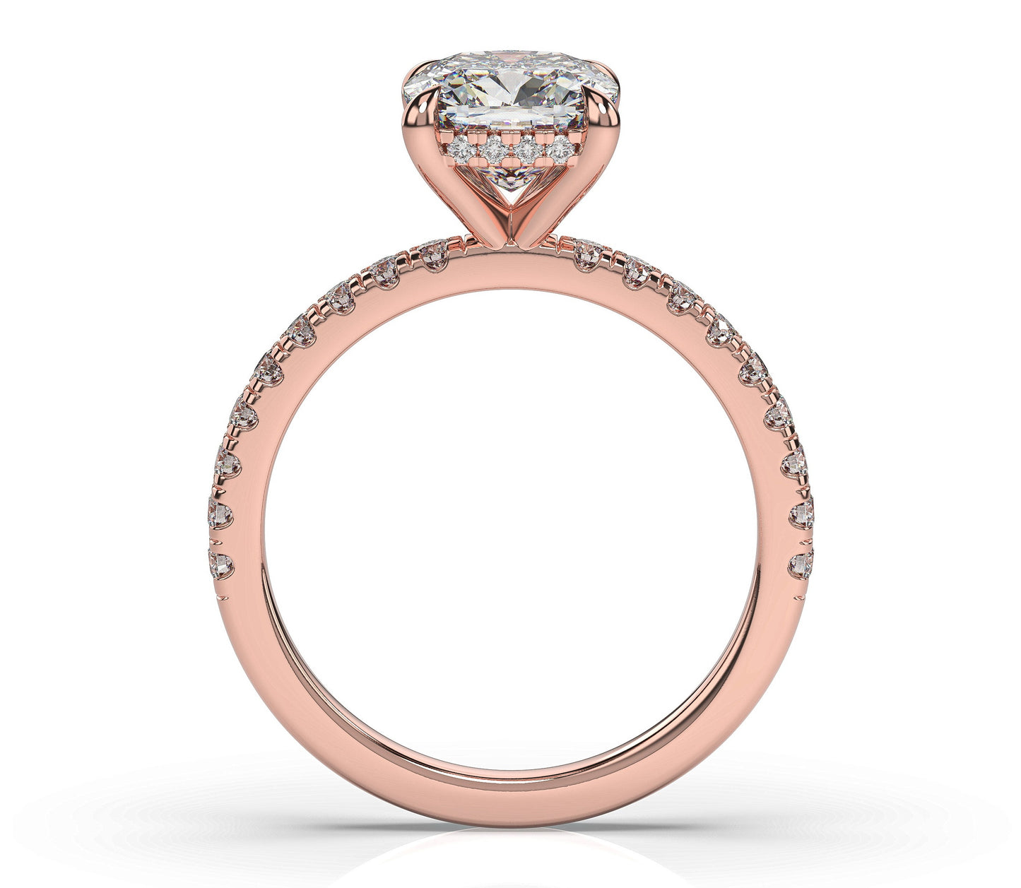 Cushion Rose Gold Pave Moissanite Engagement Ring