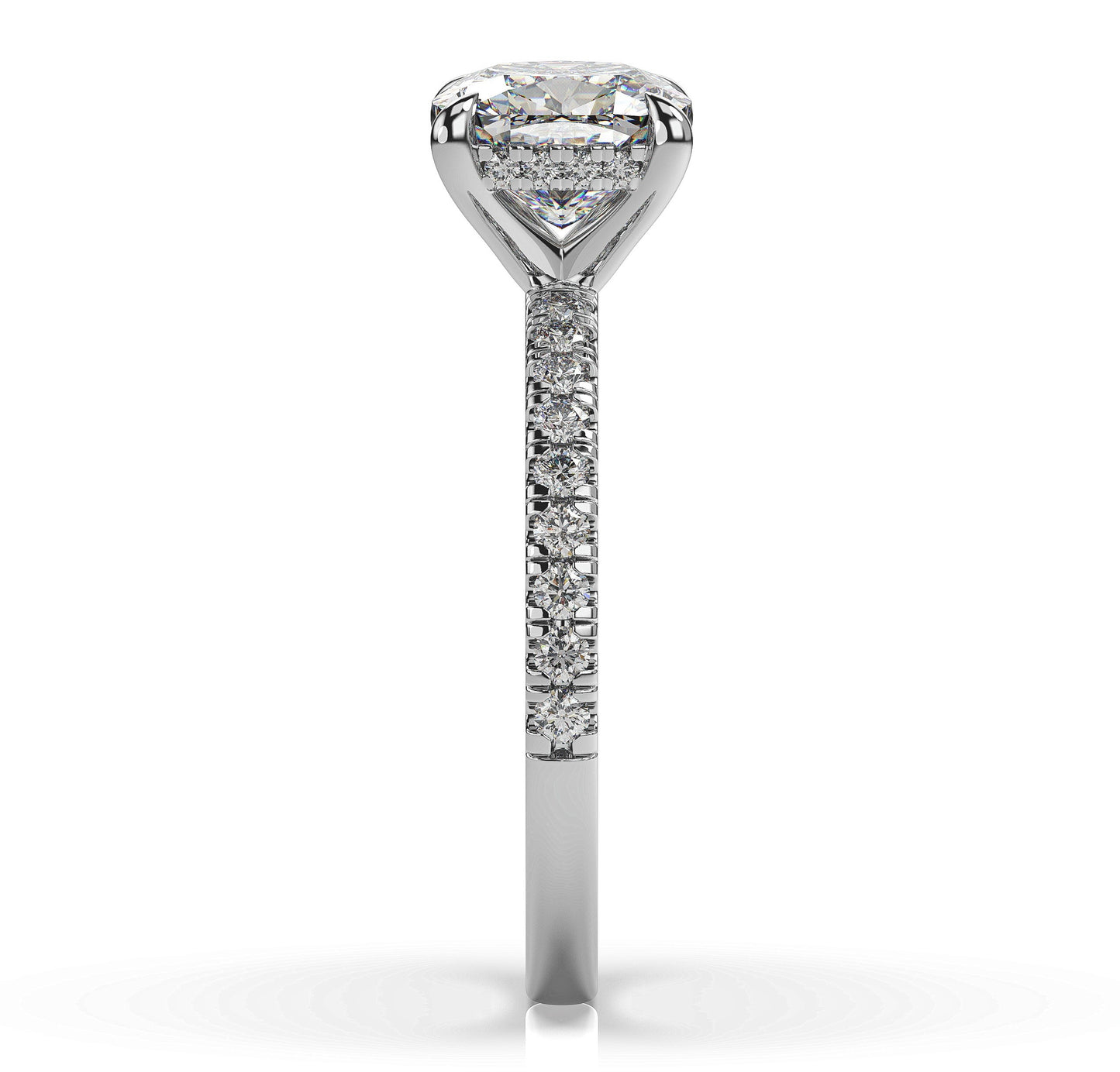 Cushion White Gold Pave Moissanite Engagement Ring