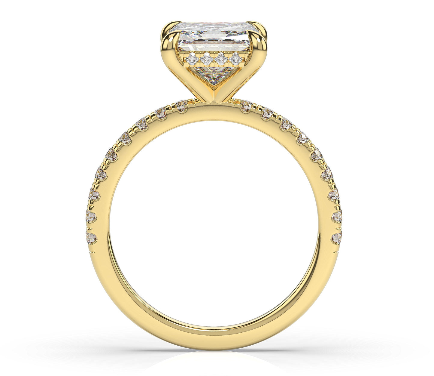 Princess Yellow Gold Pave Moissanite Engagement Ring