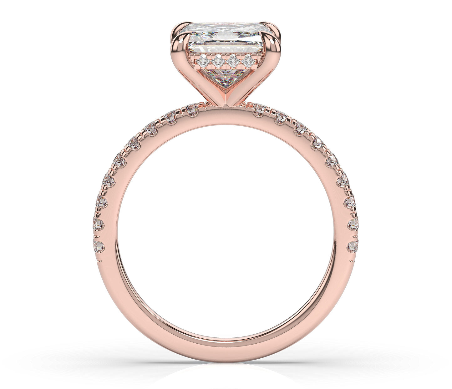 Princess Rose Gold Pave Moissanite Engagement Ring