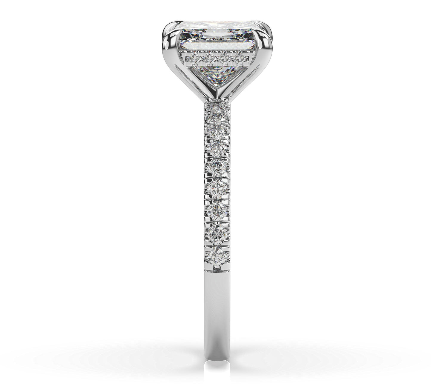 Princess White Gold Pave Moissanite Engagement Ring