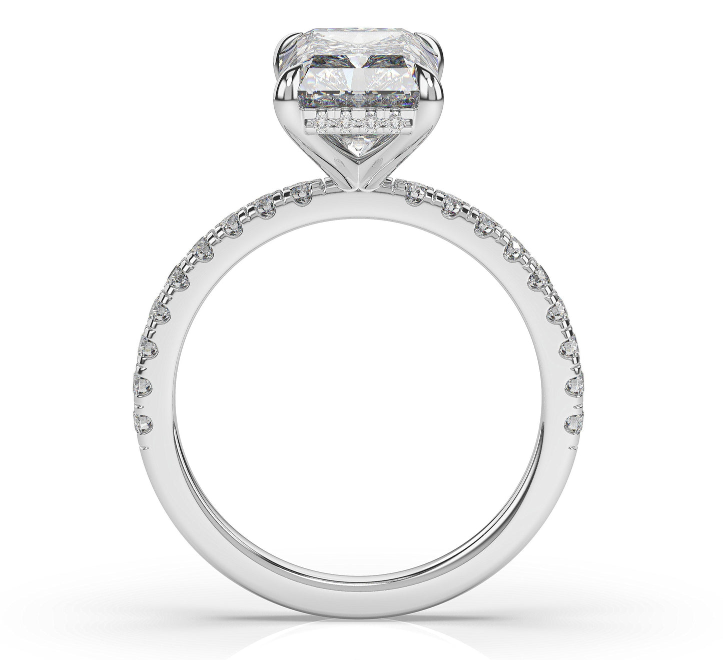Radiant White Gold Pave Moissanite Engagement Ring