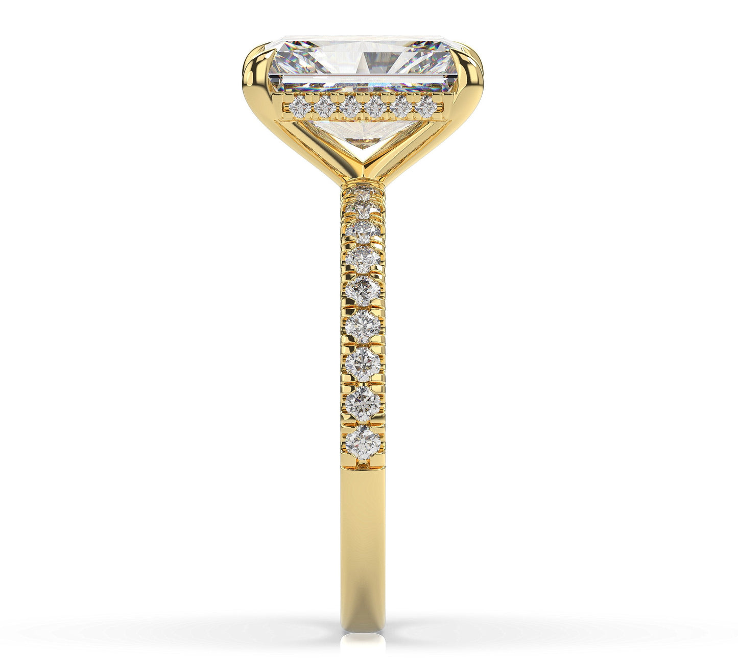 Radiant Yellow Gold Pave Moissanite Engagement Ring