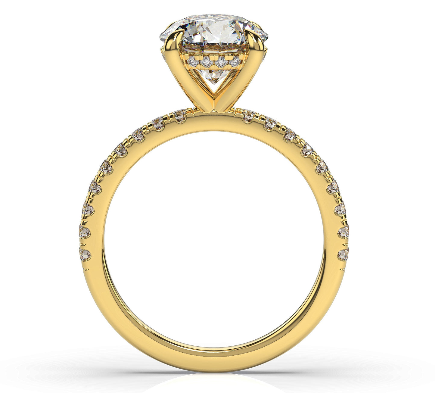 Radiant Yellow Gold Pave Moissanite Engagement Ring