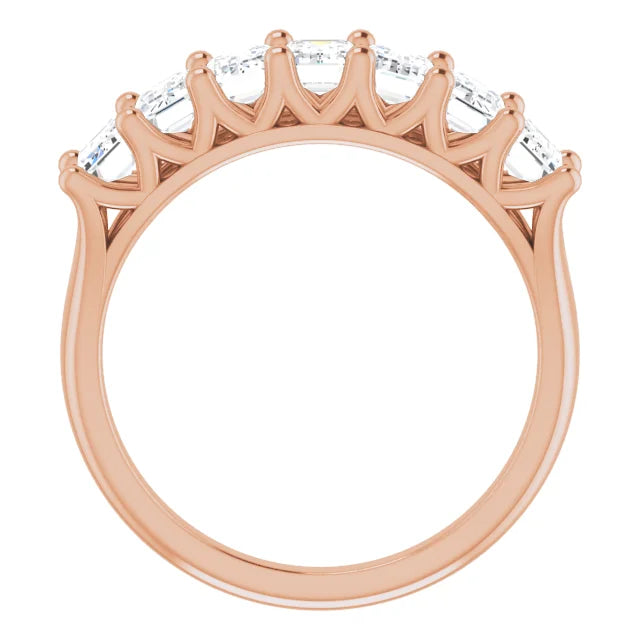 Seven Stone Emerald Cut Moissanite Anniversary Band