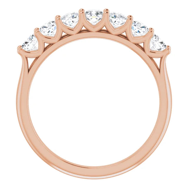 Seven Stone Cushion Cut Moissanite Anniversary Band