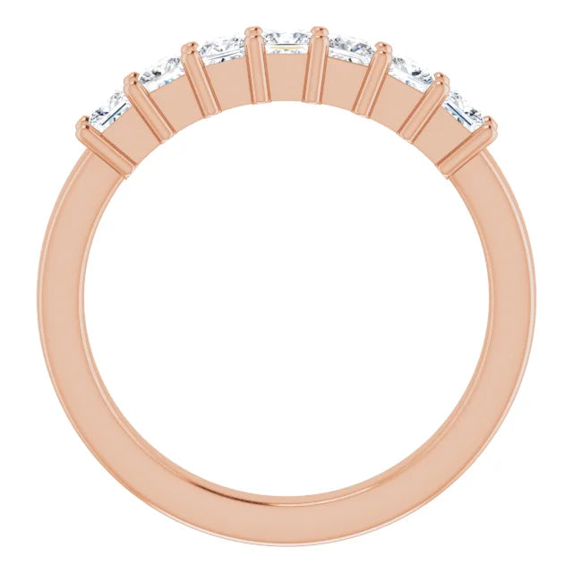 Seven Stone Princess Cut Moissanite Anniversary Band