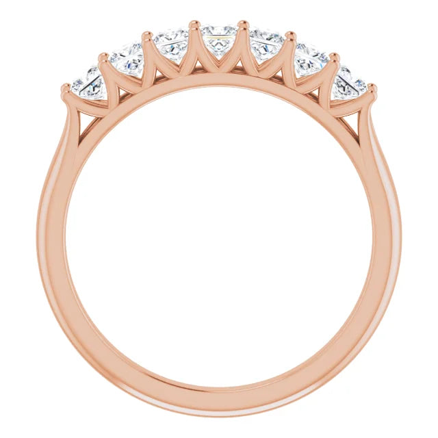 Seven Stone Princess Cut Moissanite Anniversary Band