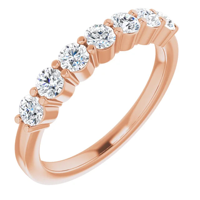 Seven Stone Round Brilliant Moissanite Anniversary Band