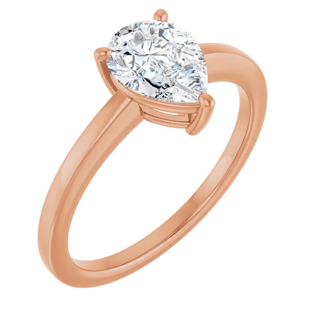 Pear Rose Gold Solitaire Moissanite Engagement Ring