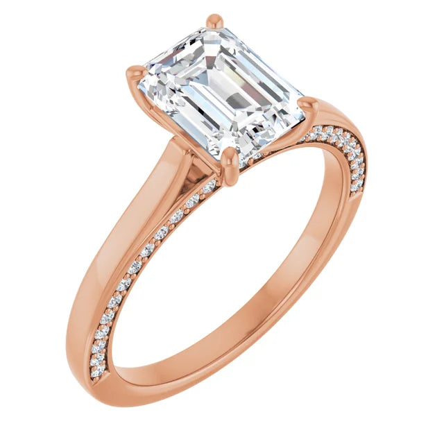 Emerald Rose Gold Solitaire Moissanite Engagement Ring