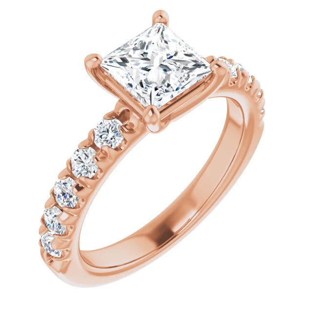 Princess Four Claw Set Style Engagement Ring