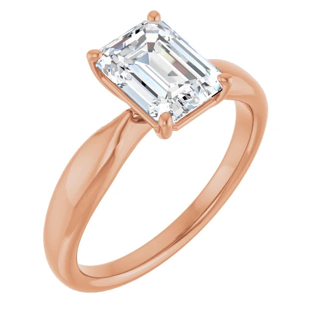 Emerald Rose Gold Solitaire Moissanite Engagement Ring