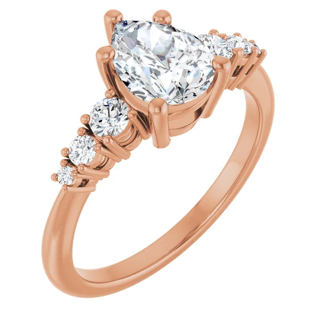 Pear Multi Stone Accent Style Engagement Ring