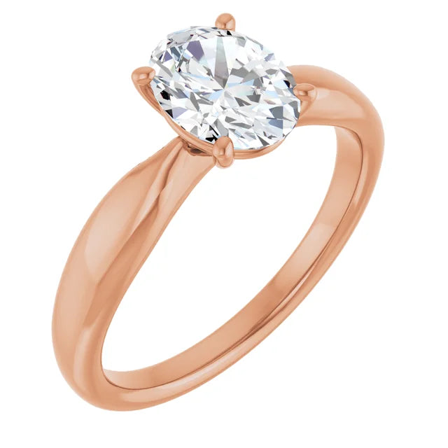 Oval Rose Gold Solitaire Moissanite Engagement Ring