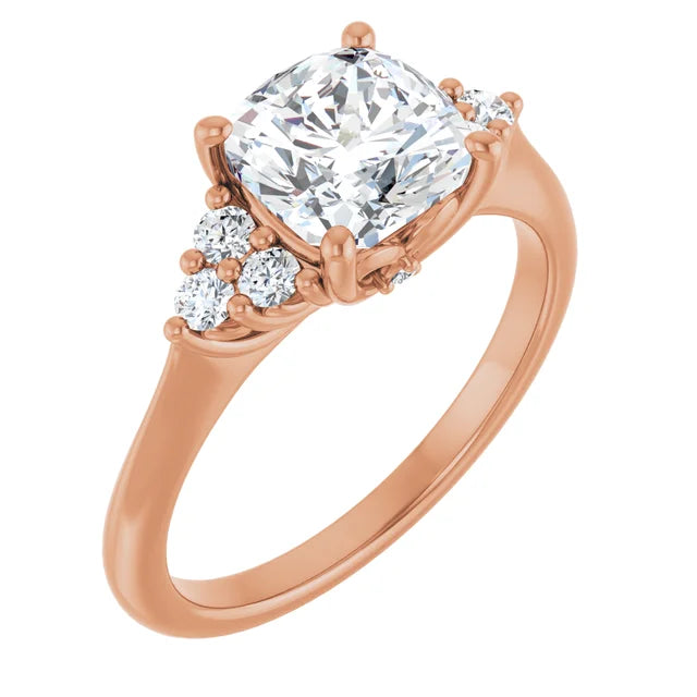 Cushion Yellow Gold Accent Style Moissanite Engagement Ring
