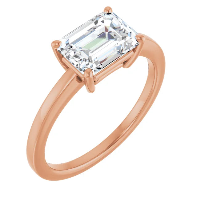 Emerald Rose Gold Solitaire Moissanite Engagement Ring