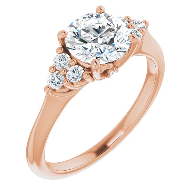 Round Brilliant Rose Gold Accent Style Moissanite Engagement Ring