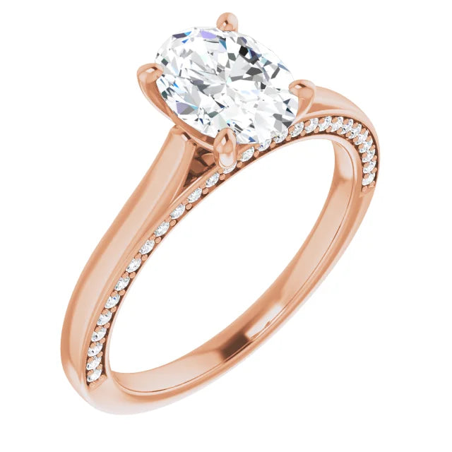 Oval Rose Gold Solitaire Moissanite Engagement Ring