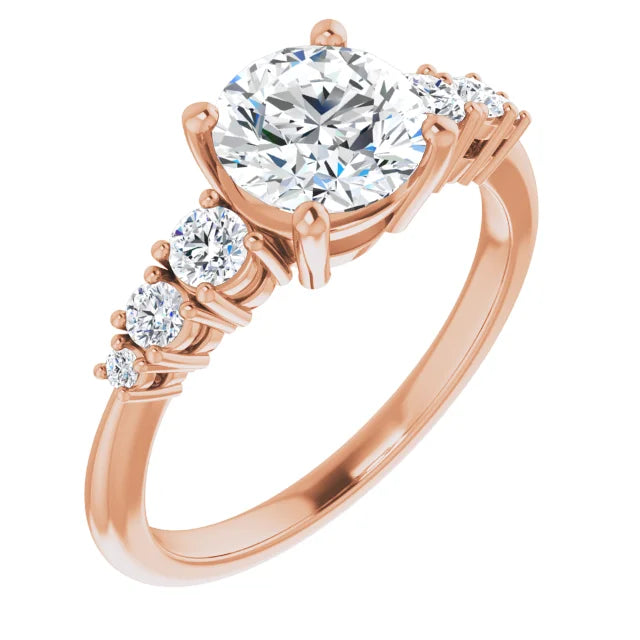 Round Brilliant Multi Stone Accent Style Engagement Ring