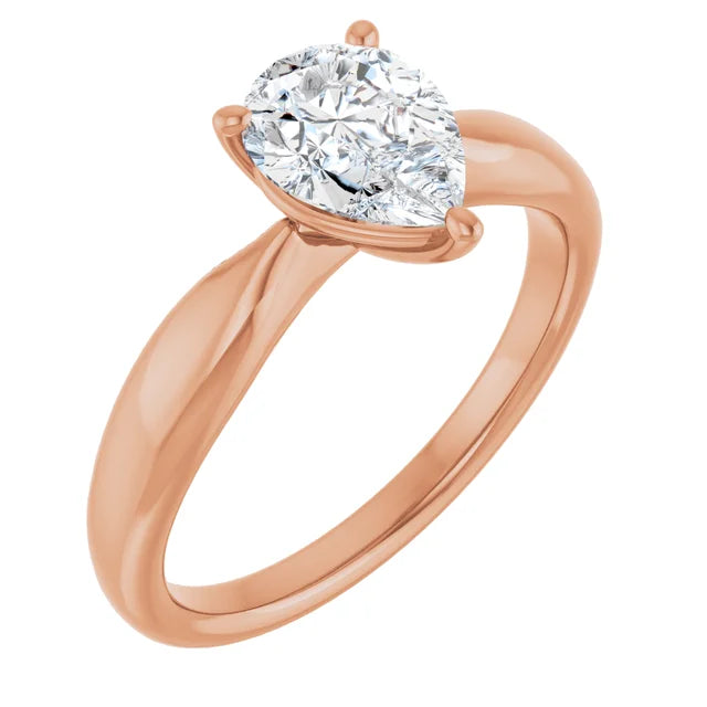 Pear Rose Gold Solitaire Moissanite Engagement Ring