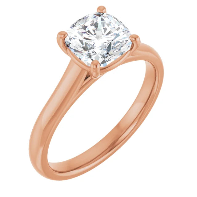 Four Claw Cushion Solitaire Engagement Ring