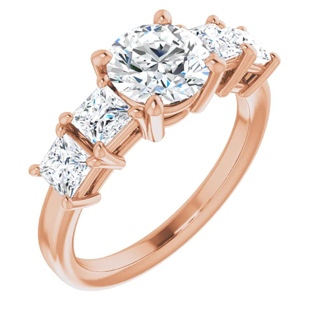 Round Brilliant Multi Stone Accent Style Engagement Ring