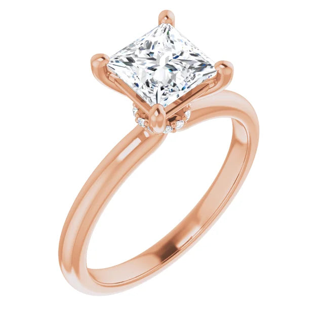 Princess Rose Gold Solitaire Moissanite Engagement Ring