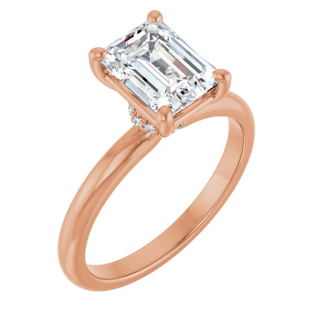 Emerald Rose Gold Solitaire Moissanite Engagement Ring
