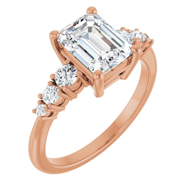 Emerald Multi Stone Accent Style Engagement Ring