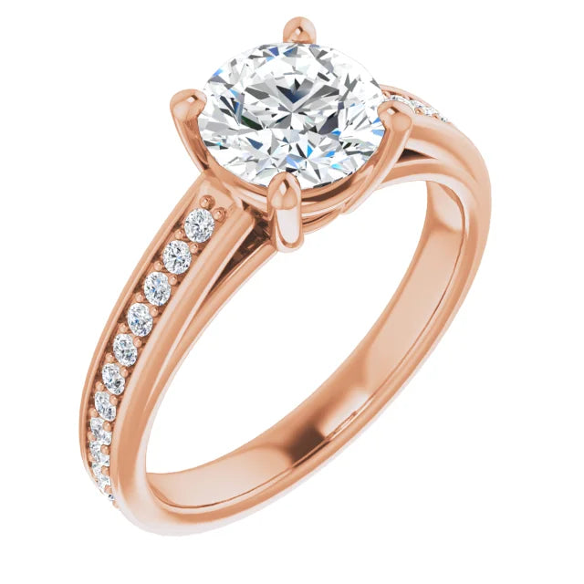Round Brilliant Rose Gold Claw Set Style Moissanite Engagement Ring