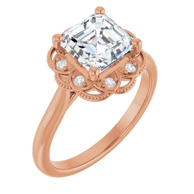 Asscher Antique Inspired Design Engagement Ring