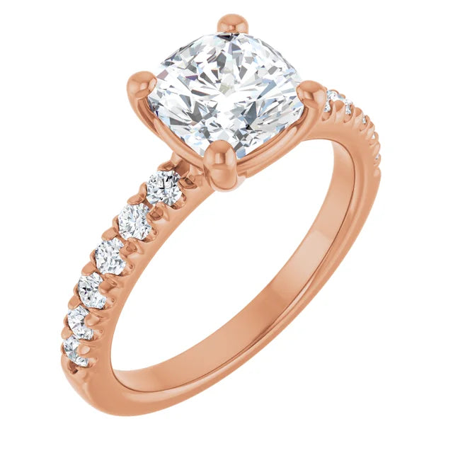 Cushion Four Claw Set Style Engagement Ring