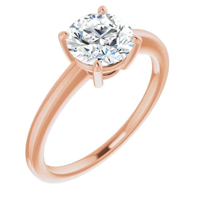 Round Brilliant Rose Gold Solitaire Moissanite Engagement Ring