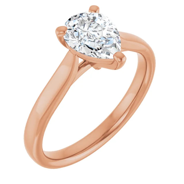 Three Claw Pear Solitaire Engagement Ring
