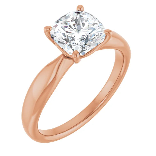 Cushion Rose Gold Solitaire Moissanite Engagement Ring