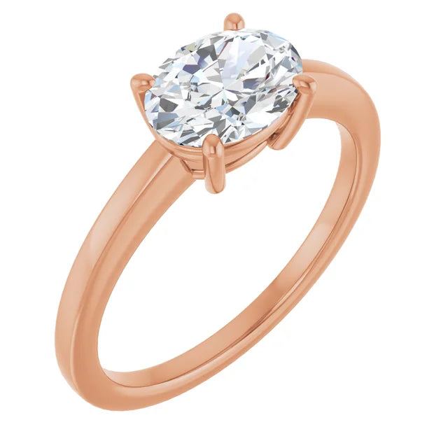 Oval Rose Gold Solitaire Moissanite Engagement Ring