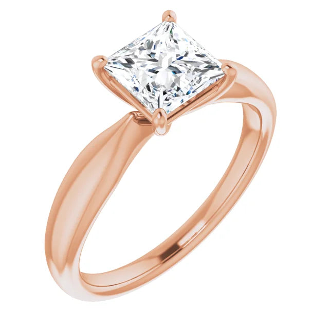 Princess Rose Gold Solitaire Moissanite Engagement Ring