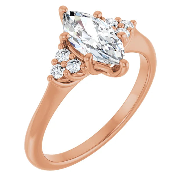 Marquise Rose Gold Accent Style Moissanite Engagement Ring