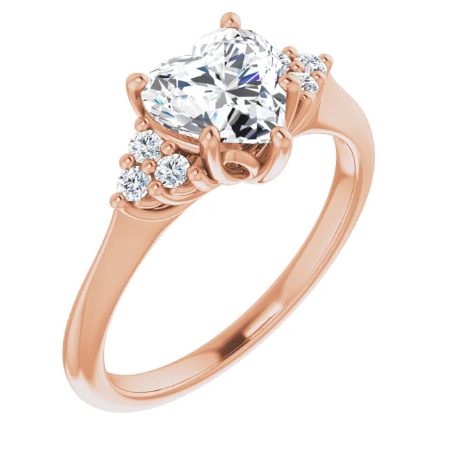 Heart Rose Gold Accent Style Moissanite Engagement Ring