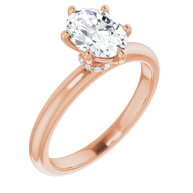 Oval Rose Gold Solitaire Moissanite Engagement Ring