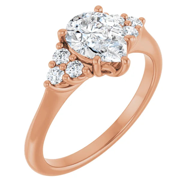 Pear Rose Gold Accent Style Moissanite Engagement Ring