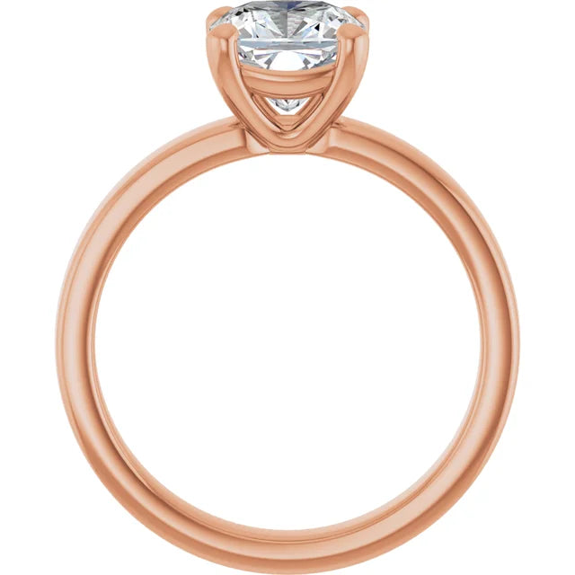 Cushion Rose Gold Wide Band Solitaire Moissanite Engagement Ring
