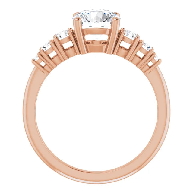 Round Brilliant Multi Stone Accent Style Engagement Ring