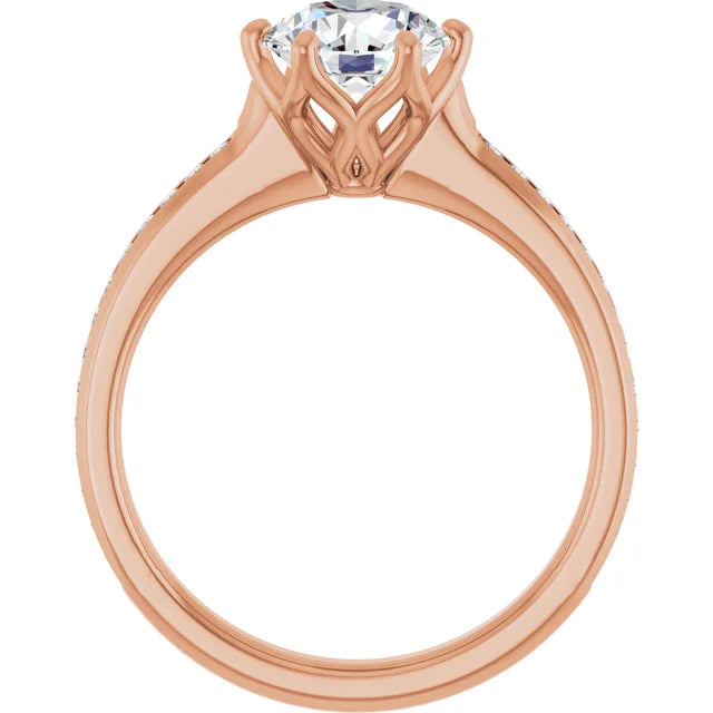 Round Brilliant Six Claw Channel Set Style Engagement Ring