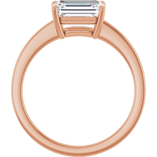 Emerald Rose Gold Solitaire Moissanite Engagement Ring