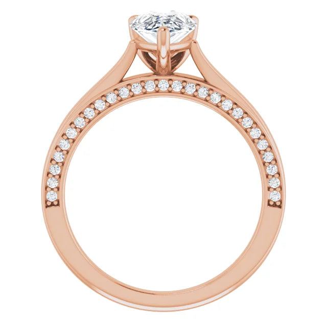 Pear Rose Gold Solitaire Moissanite Engagement Ring