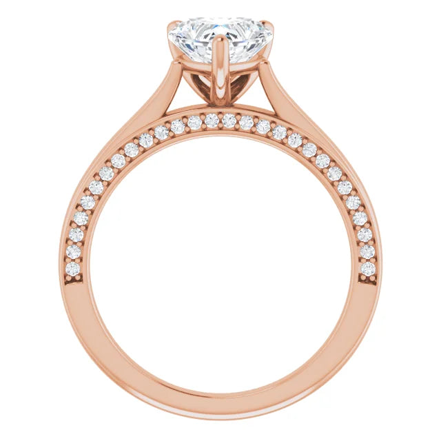 Heart Rose Gold Solitaire Moissanite Engagement Ring