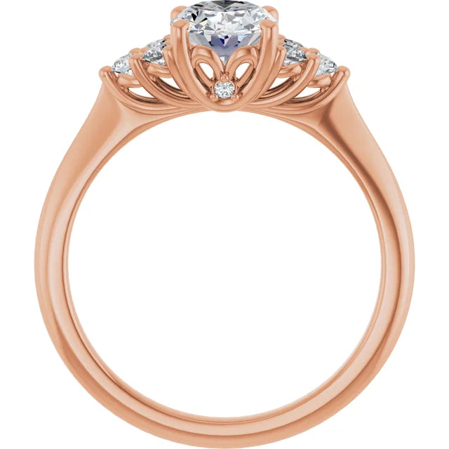 Oval Rose Gold Accent Style Moissanite Engagement Ring