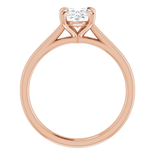 Four Claw Oval Solitaire Engagement Ring